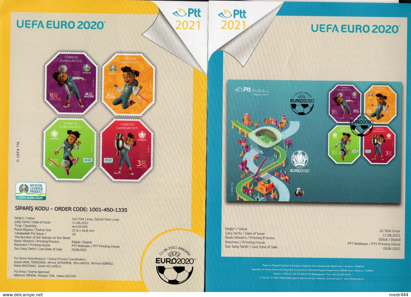 Turkey/Turquie 2021 - EURO 2020 - Sports - European Football Championship - FDC + Flyer - Superb*** - Briefe U. Dokumente