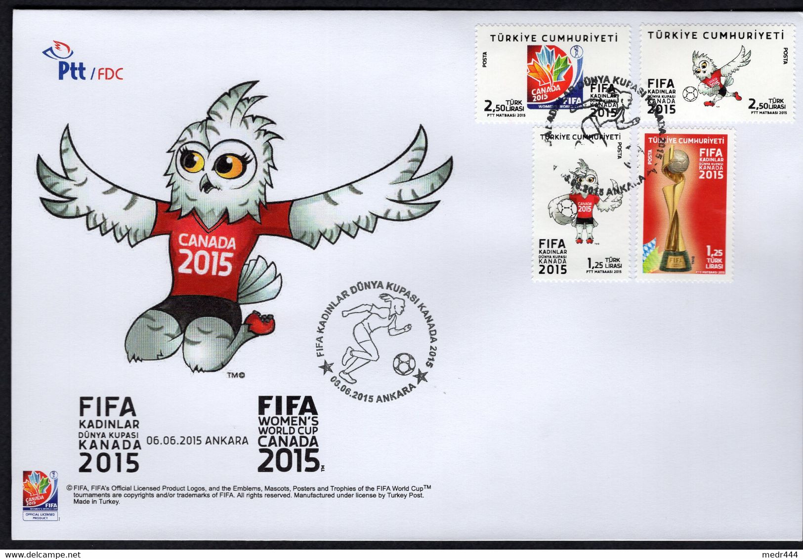 Turkey/Turquie 2015 - FIFA  Women's Football World Cup Canada 2015 - FDC - Superb*** - Brieven En Documenten