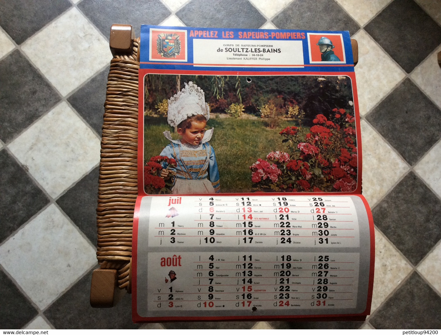 CALENDRIER-ALMANACH  Sapeurs-Pompiers  GRAND FORMAT  Ville  De SOULTZ-LES-BAINS  Annee 1980 - Grand Format : 1971-80