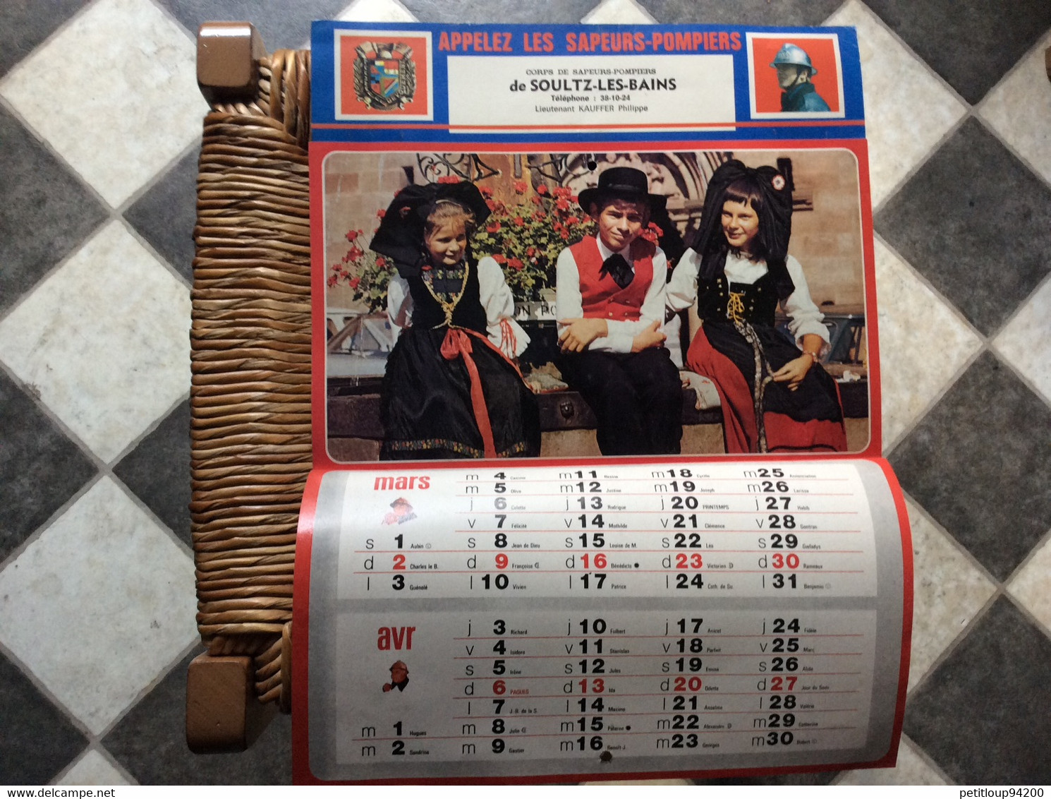 CALENDRIER-ALMANACH  Sapeurs-Pompiers  GRAND FORMAT  Ville  De SOULTZ-LES-BAINS  Annee 1980 - Grand Format : 1971-80