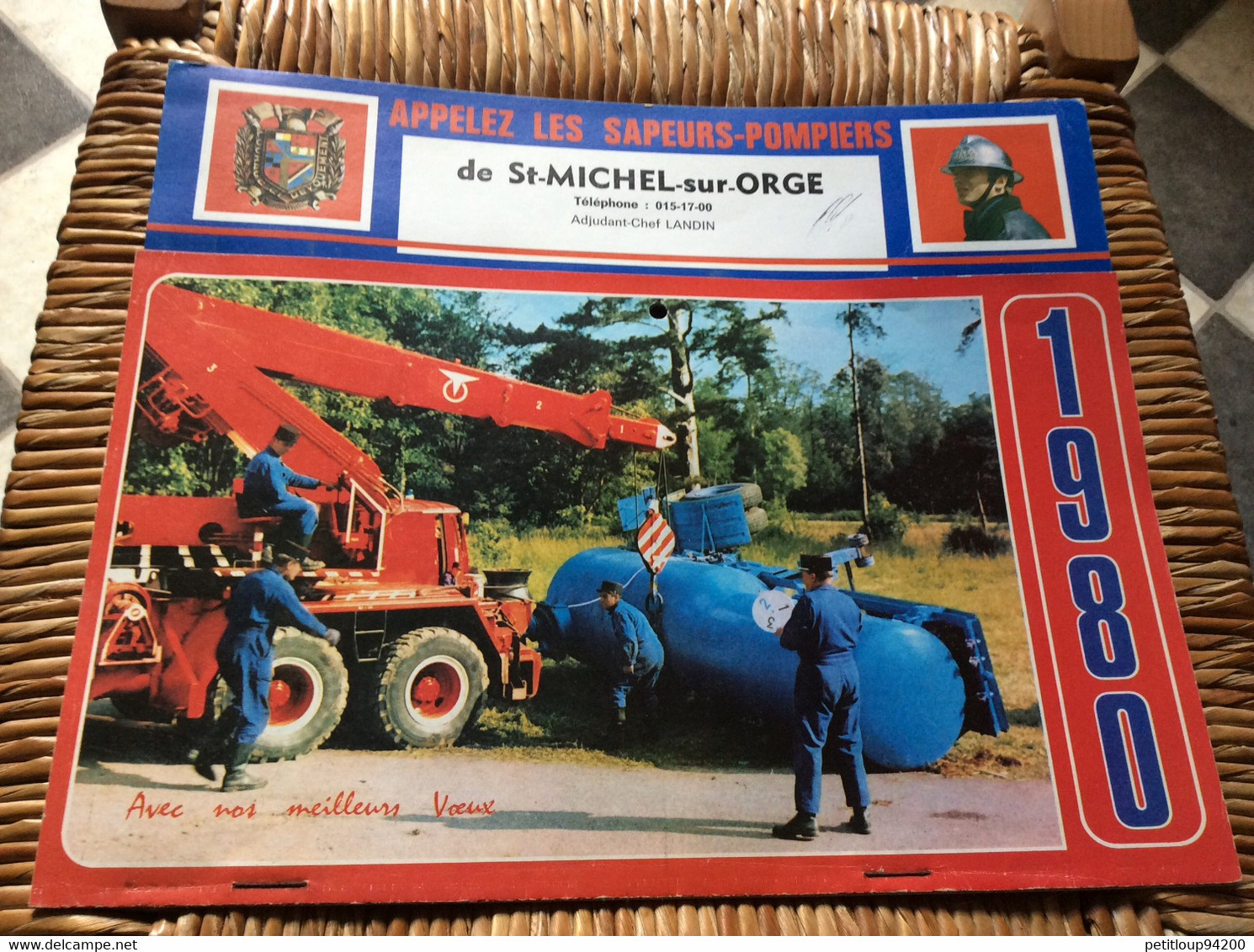 CALENDRIER-ALMANACH  Sapeurs-Pompiers  GRAND FORMAT  Ville  De St-MICHEL-sur-ORGE  Annee 1980 - Grand Format : 1971-80