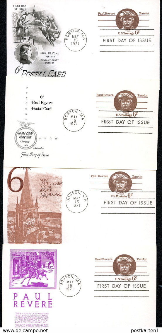 UX58 UPSS S77 4 Diff. Postal Cards FDC 1971 - 1961-80