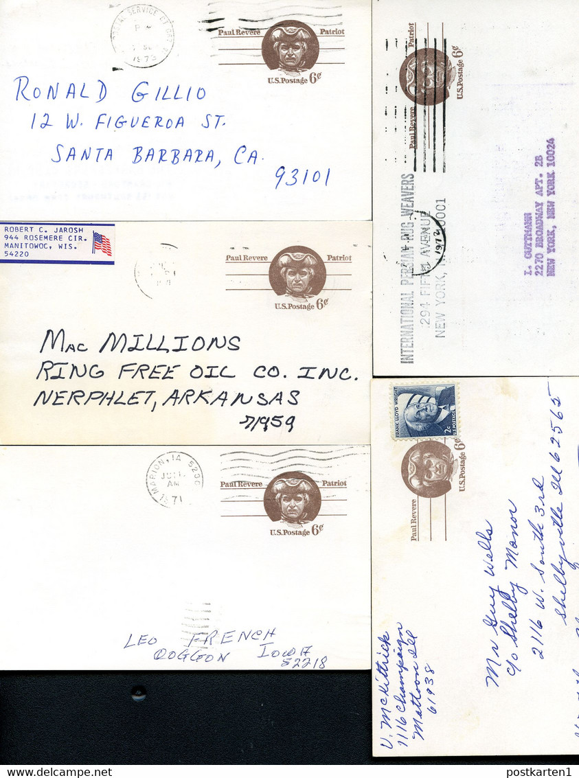 UX58 UPSS S77 Postal Cards Used CT + WI + IA + NY + IL 1971-74 Cat. $5.00 - 1961-80