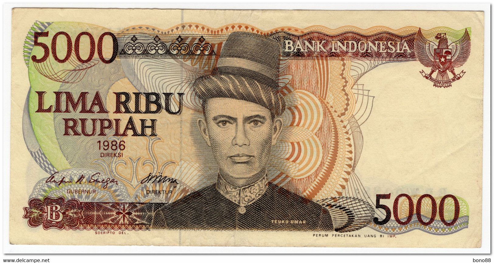 INDONESIA,5000 RUPIAH,1986,P.125,P.125,XF - Indonesia