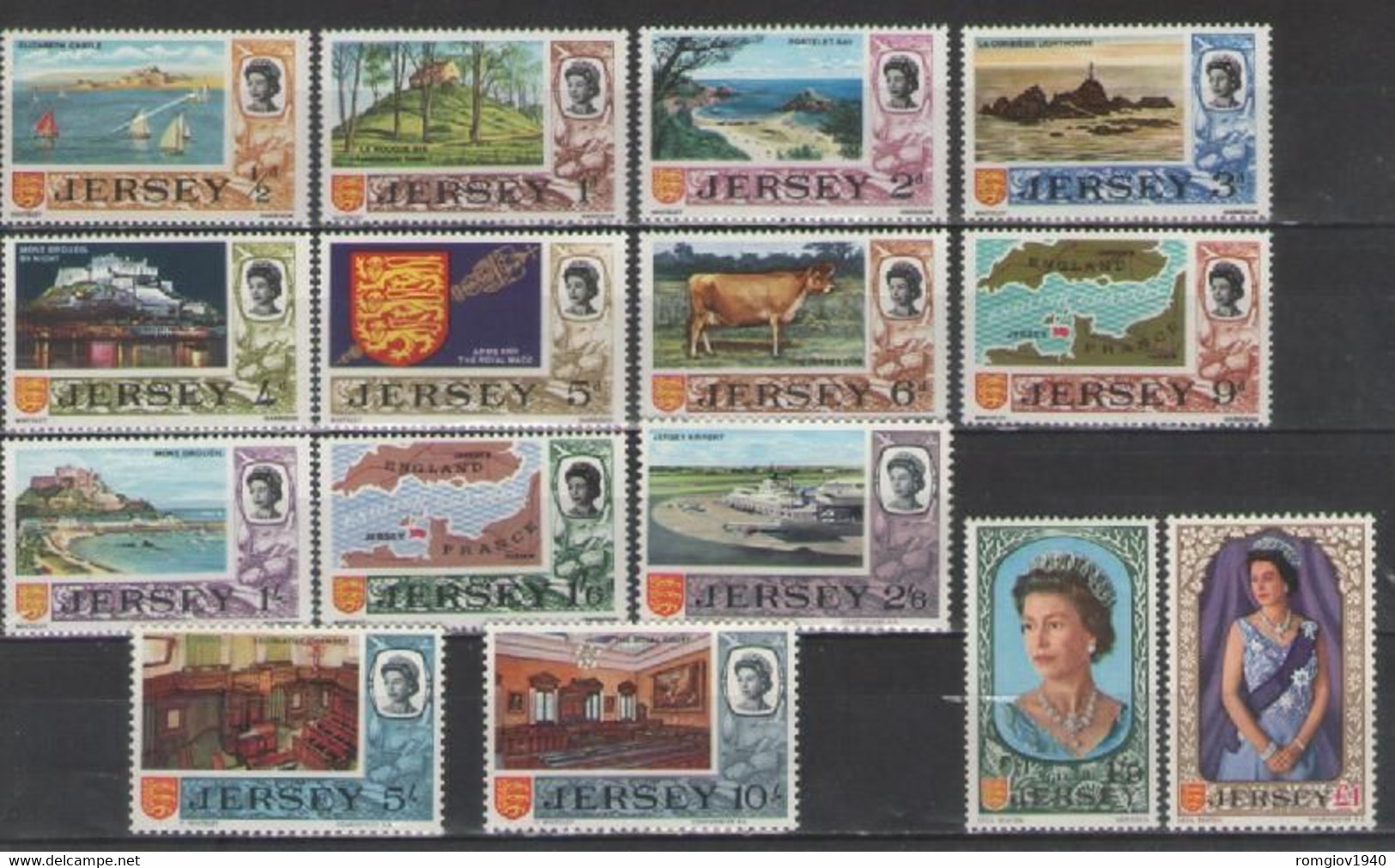 JERSEY 1969 SEIE ORDINARIA EFFIGE DI ELISABETTA II YVERT. 5-19 MNH XF - Jersey