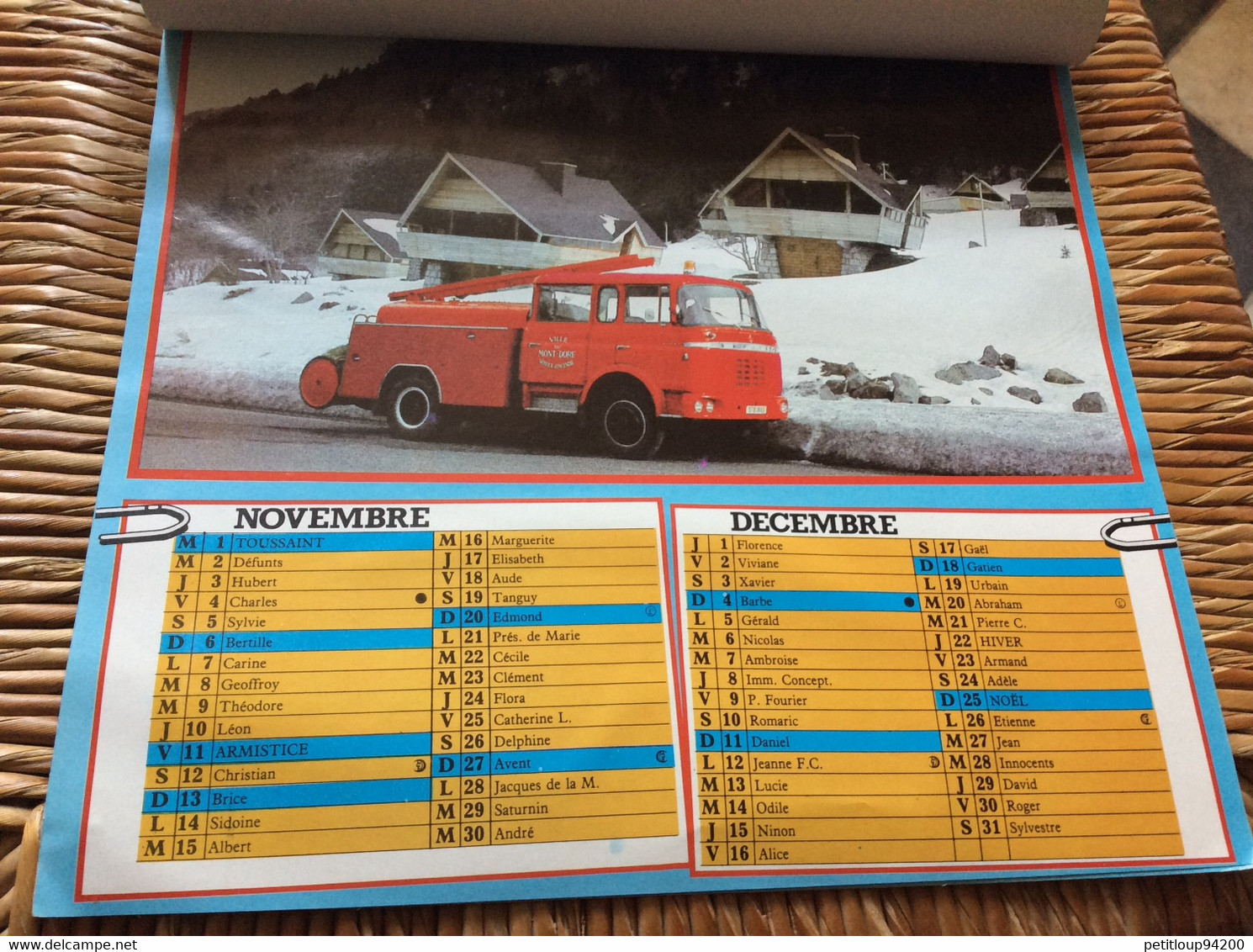 CALENDRIER-ALMÀNACH  Sapeurs-Pompiers  GRAND FORMAT  Ville de BANTZENHEIM Annee 1983