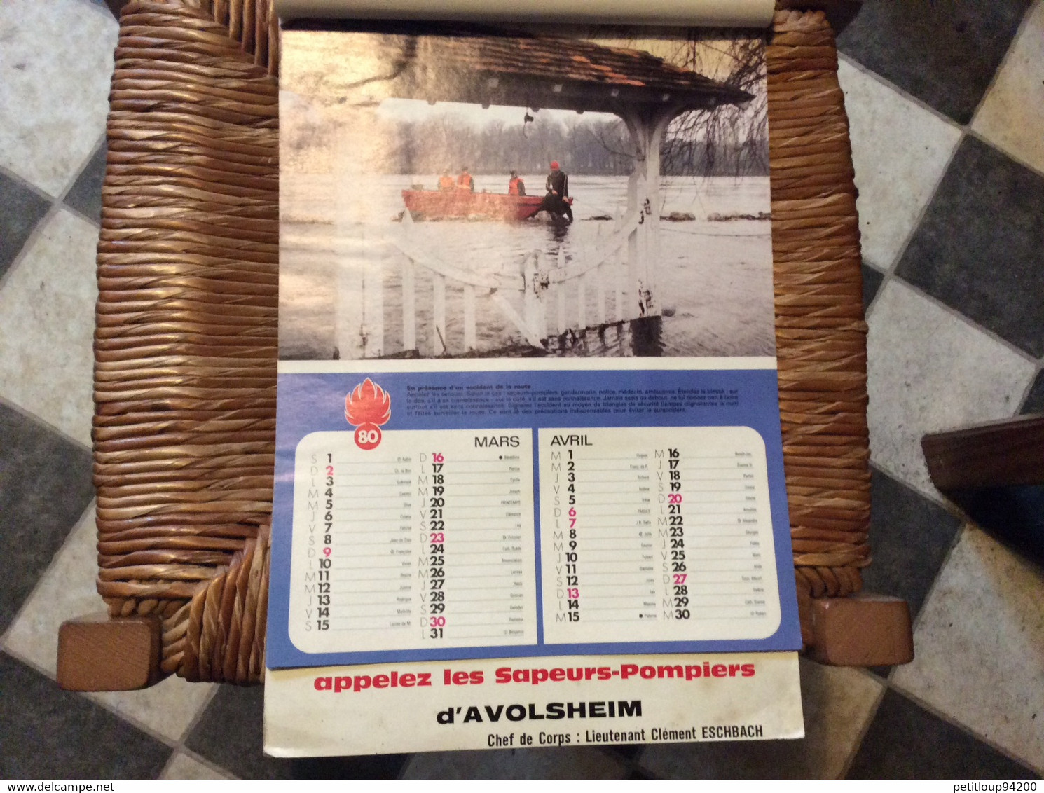 CALENDRIER-ALMÀNACH  Sapeurs-Pompiers  GRAND FORMAT  Ville D’AVOLSHEIM  Annee 1960 - Grand Format : 1971-80