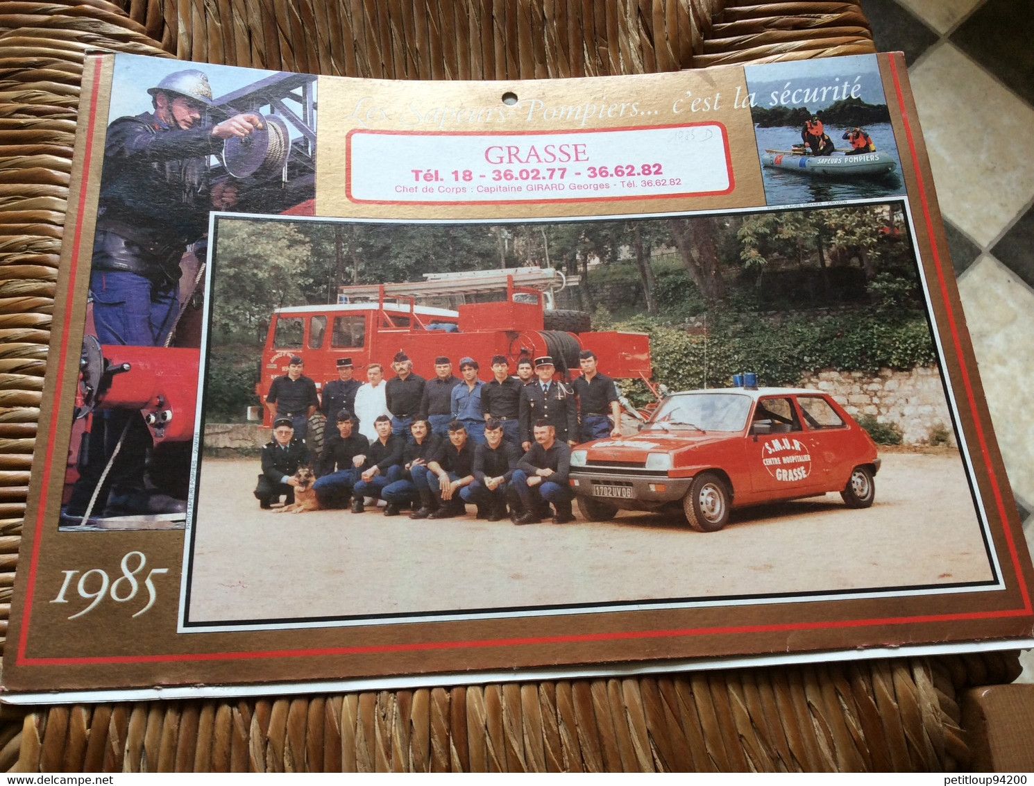 CALENDRIER-ALMÀNACH  Sapeurs-Pompiers  GRAND FORMAT  Ville De GRASSE  Année 1985 - Grand Format : 1981-90