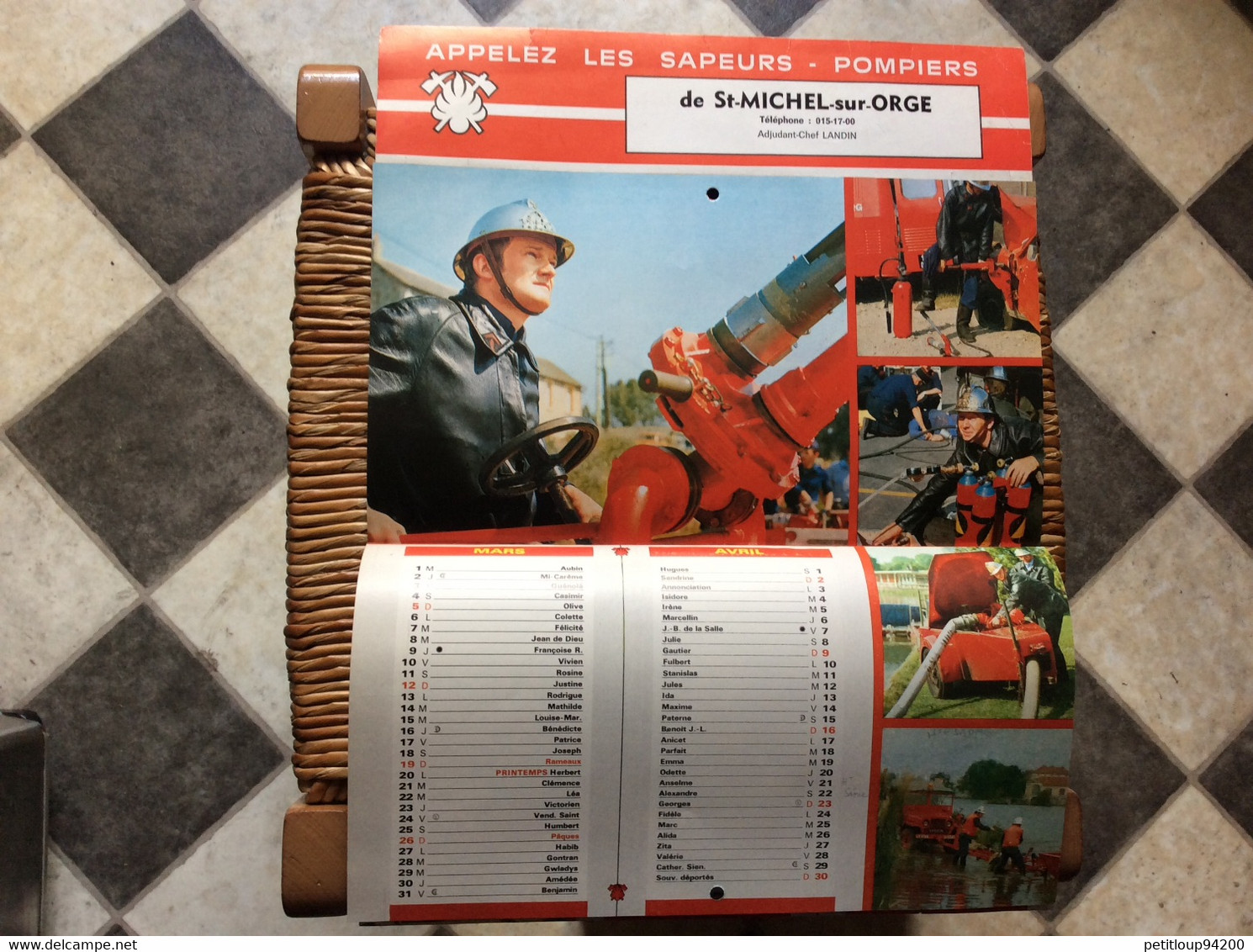 CALENDRIER-ALMÀNACH  Sapeurs-Pompiers  GRAND FORMAT  Ville de GRASSE  Année 1985