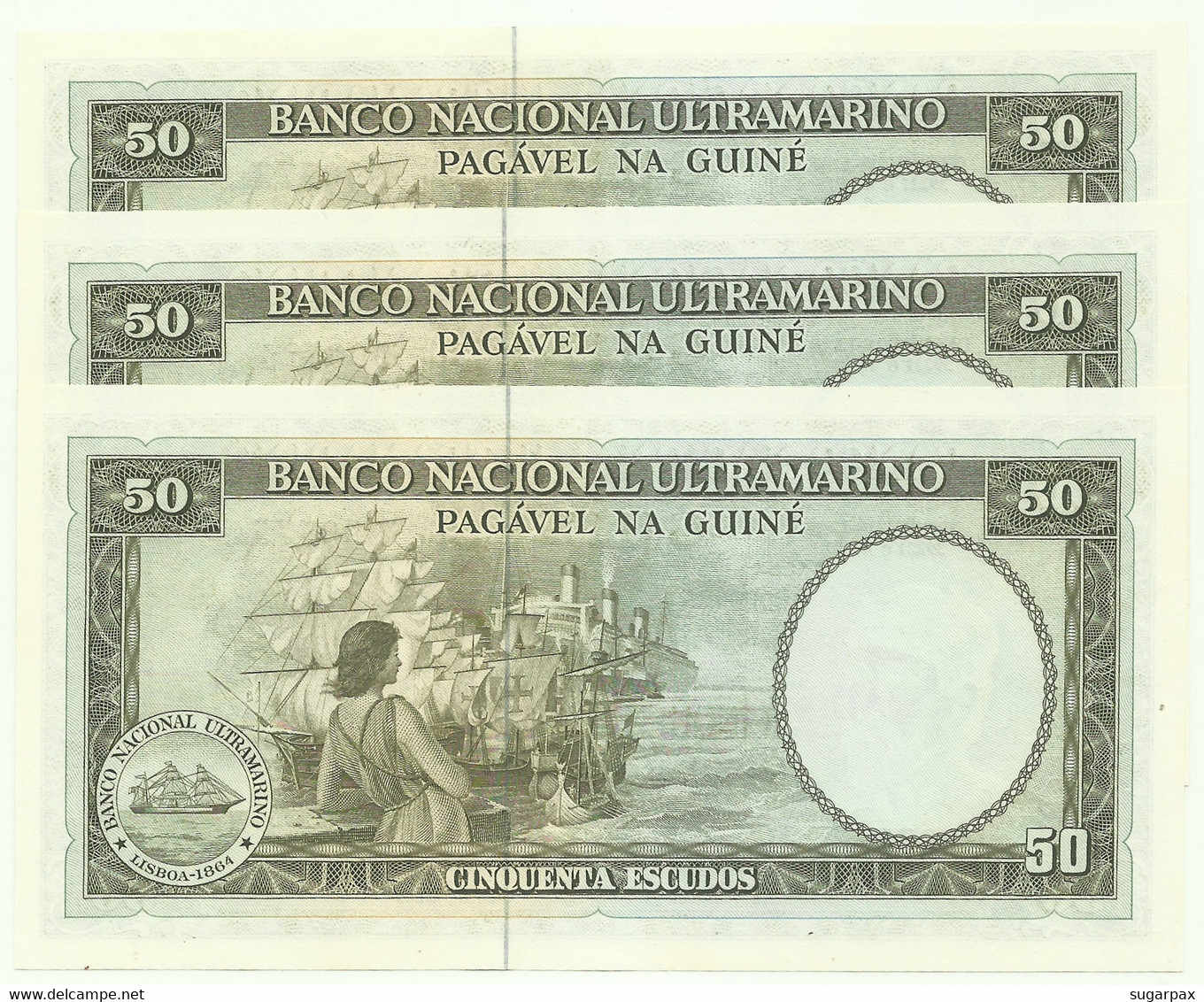 Guiné-Bissau - 3 X 50 Escudos Consecutive - 17.12.1971 - P 44 - Unc. - Sign Varieties - Nuno Tristão - PORTUGAL - Guinea-Bissau