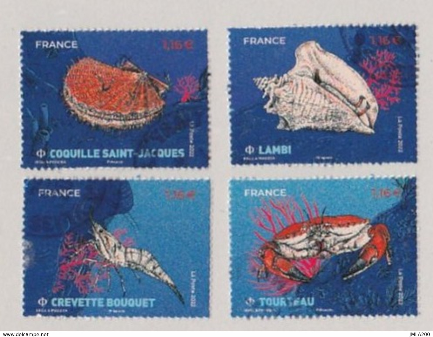 FRANCE 2022 Timbres Issu Du Bloc COQUILLAGES & CRUSTACÉS OBLITERE - Usati