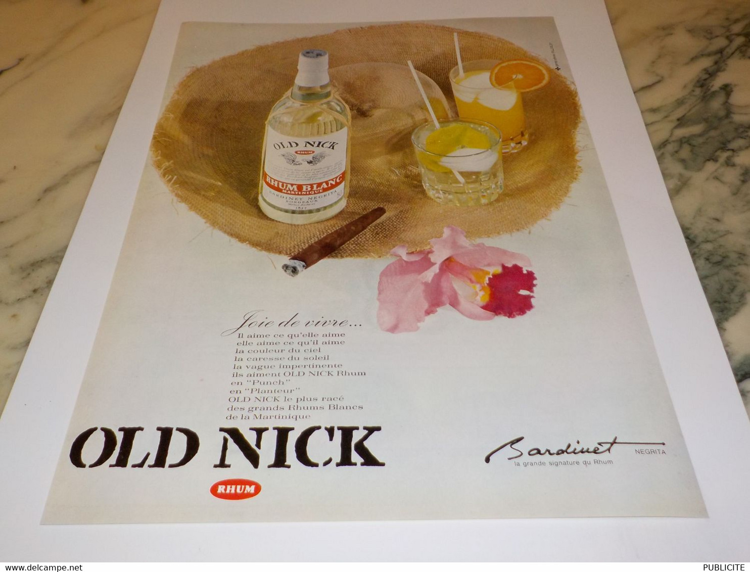 ANCIENNE PUBLICITE JOIE DE VIVRE OLD NICK  1965 - Alcools