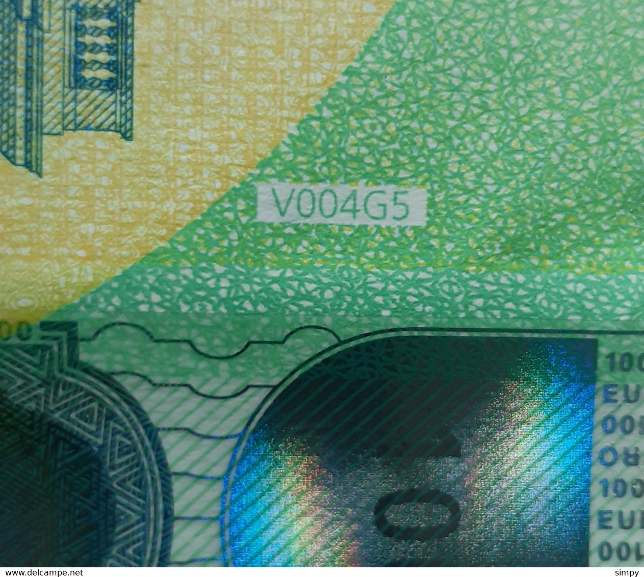 SPAIN 100 Euro 2019  UNC Draghi Letter VA Print Code V004 G5 - 100 Euro