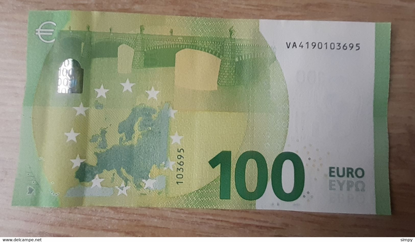 SPAIN 100 Euro 2019  UNC Draghi Letter VA Print Code V004 G5 - 100 Euro