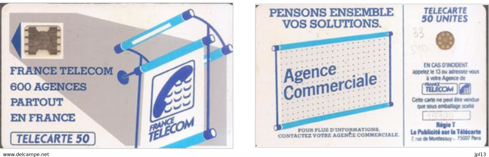 Carte à Puce - France - France Telecom - Les 600 Agences - SC5ab D7 Trait Court, 5 N° Impact Sur Cadre Bas - 600 Agences