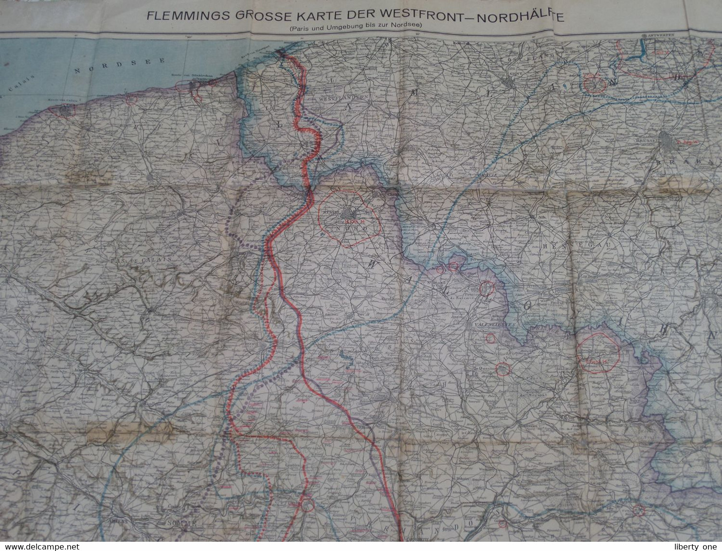 FLEMMINGS Grosse Karte Der WESTFRONT - NORDHÄLFTE (Paris Umgebung Bis Zur Nordsee) J.I.Kettler ( Echelle 1/320.000 ) ! - Europa