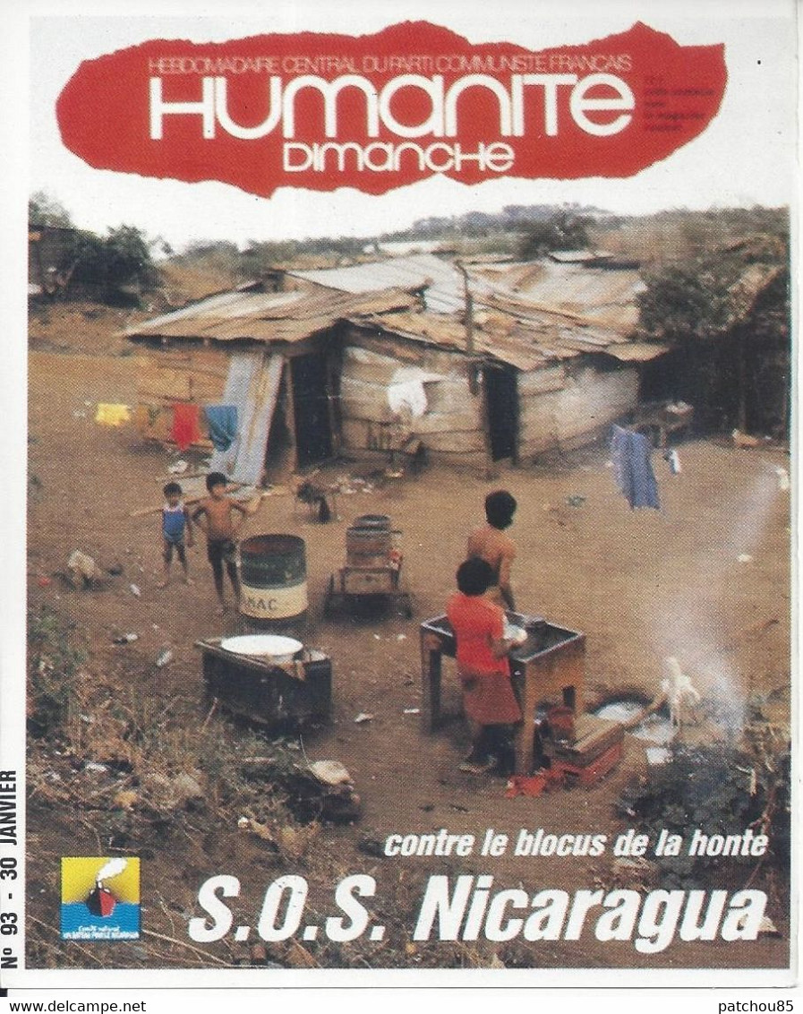 CPM  Partis Politique Humanité Dimanche Contre Le Blocus De La Honte SOS Nicaragua - Labor Unions