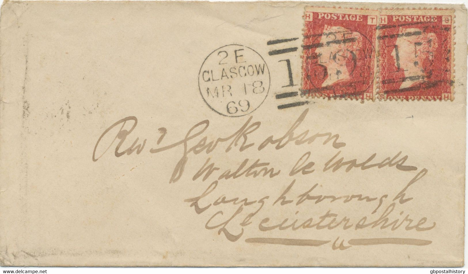 GB „159 / GLASGOW“ Scottish Duplex (4 Bars With Same Length, Time Code „2 E“, Datepart 19mm) On Fine Cover (bs. Faults) - Briefe U. Dokumente