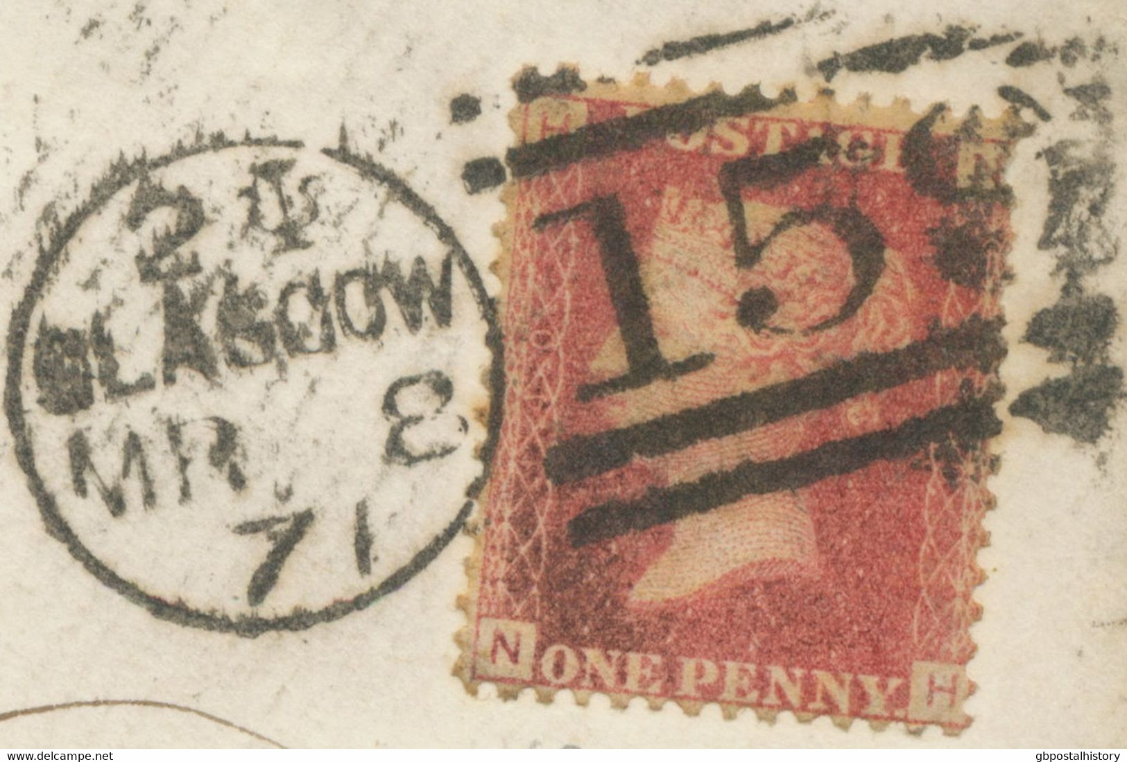 GB „159 / GLASGOW“ Scottish Duplex (4 Bars With Same Length, Time Code „2 ψ“, Datepart 18-19mm) On Very Fine Cover - Covers & Documents