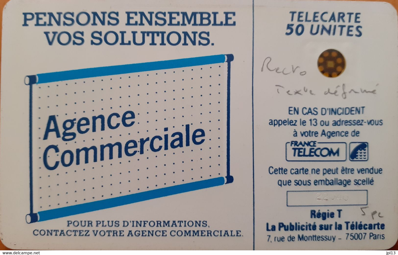 Carte à Puce - France - France Telecom -Les 600 Agences 50 - SC5an D6 Mate, Texte Recto Déformé - 600 Agences