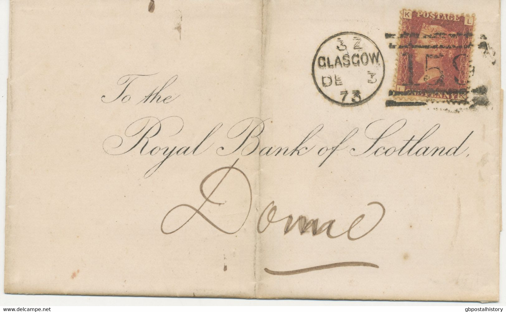 GB „159 / GLASGOW“ Scottish Duplex (4 Bars With Different Length, Time Code „3 Z“, Datepart 19mm) On Superb Cover  (pre- - Briefe U. Dokumente