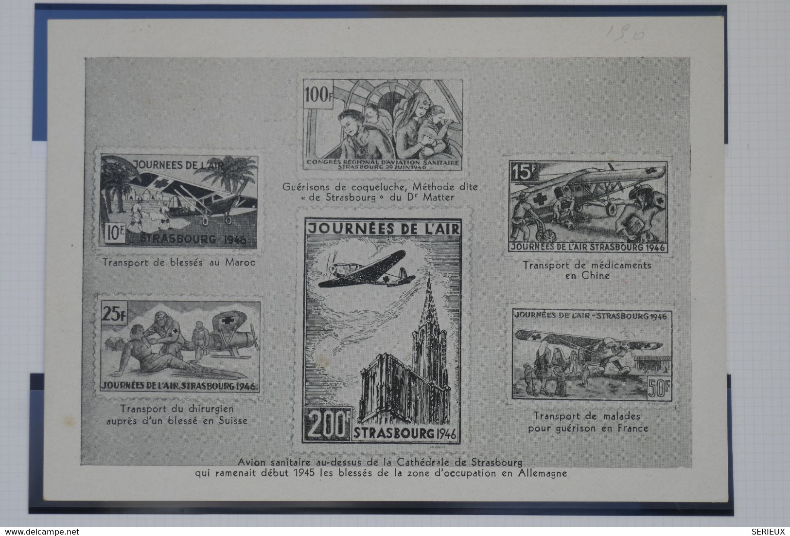 C1 FRANCE BELLE LETTRE 1946 JOURNEE DE L AIR  STRASBOURG +VIGNETTE +C ROUGE + AFFRANCH. PLAISANT - 1960-.... Storia Postale