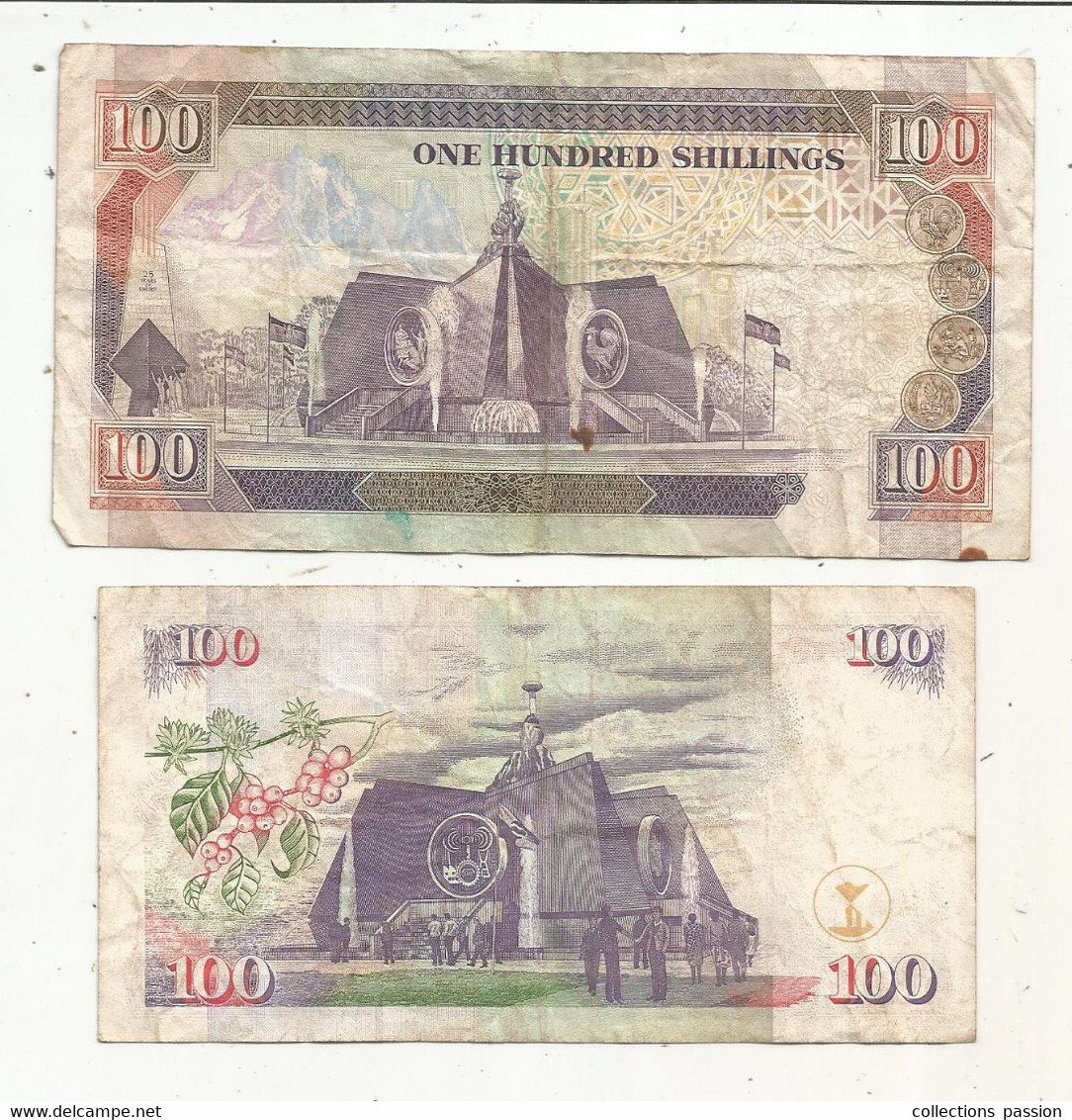 Billet, BANKI KUU YA KENYA , Central Bank Of KENYA, 100 Shillings  , 1989, 1997, Lot De 2 Billets, Frais Fr 1.85 E - Kenya