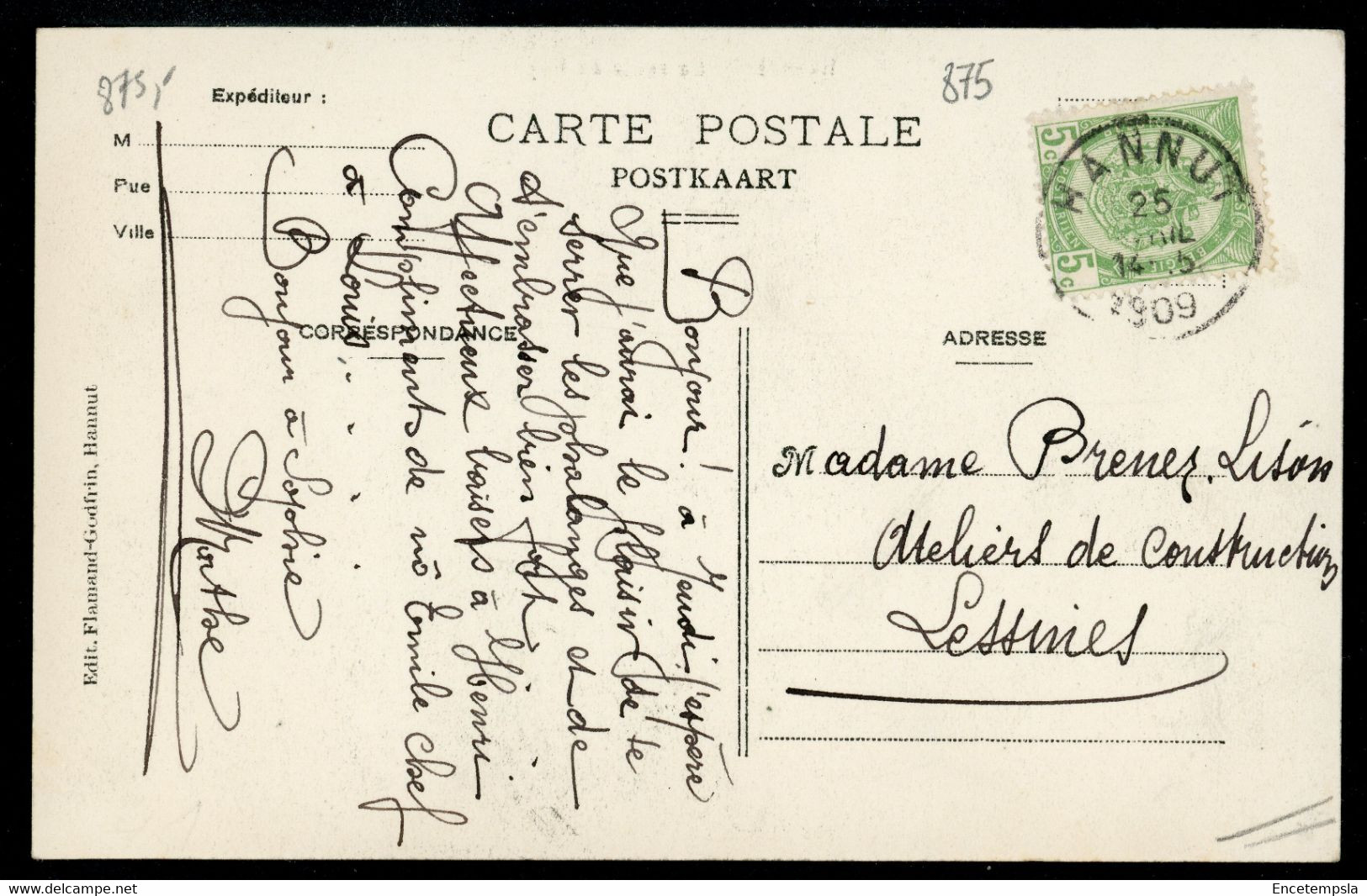 CPA - Carte Postale - Belgique - Hannut - La Route De Huy - 1909 (CP20484OK) - Hannut