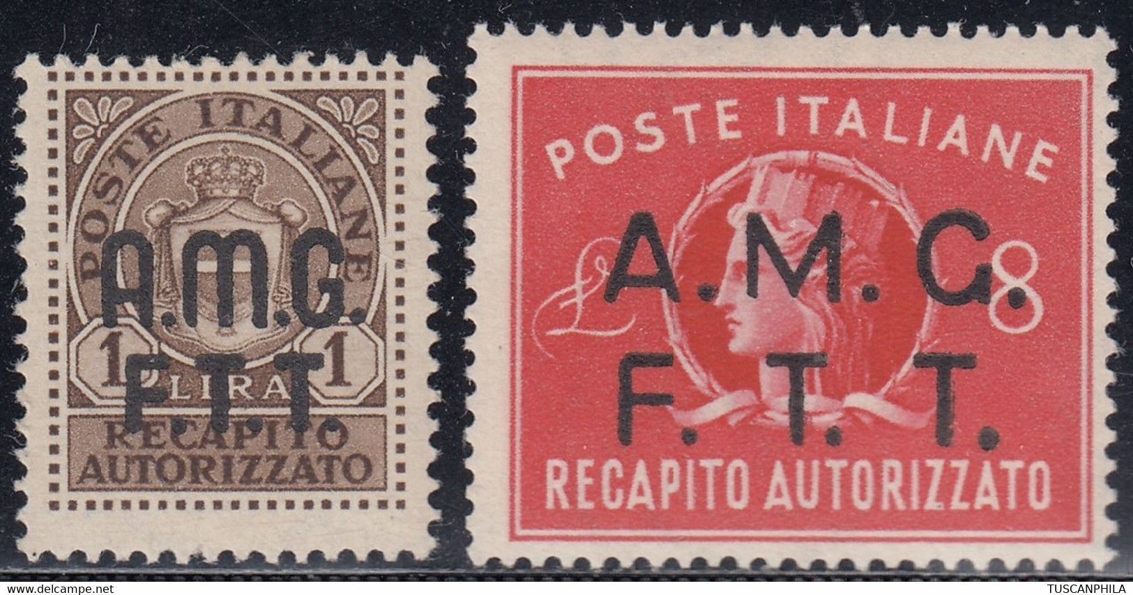 Trieste AMG-FTT Recapito Autorizzato Sass. 1/2 MH* MNH** Cv 20 - Fiscale Zegels