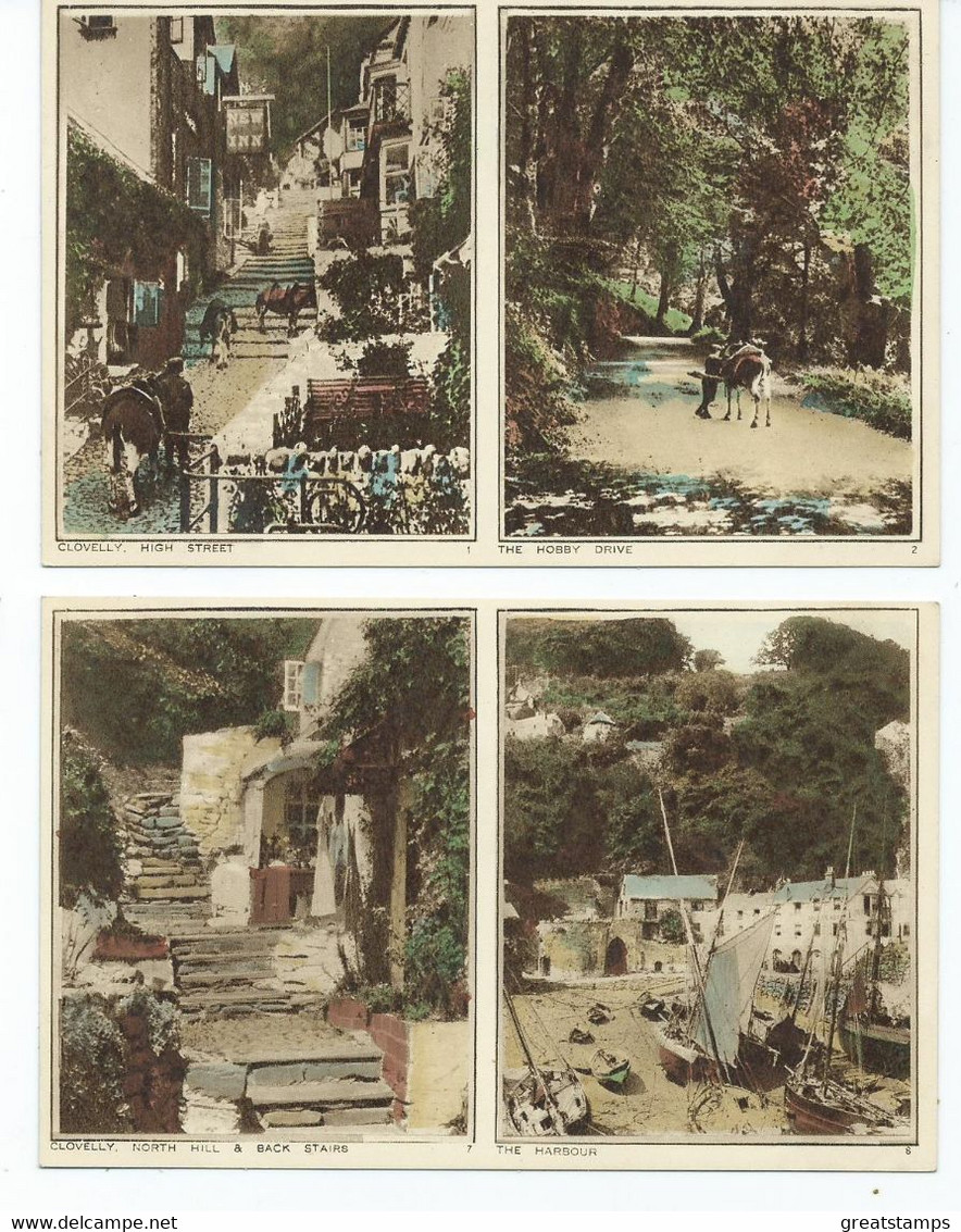 Postcard Devon Clovelly  Unused X2 Photochrom Multiview - Clovelly