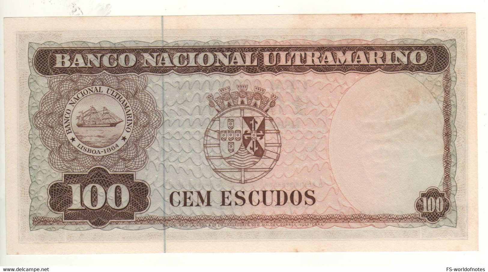 TIMOR  100 Escudos  P28   ( Dated 25.4.1963 )  "  Régulo D. Aleixo + Arms At Back " - Timor