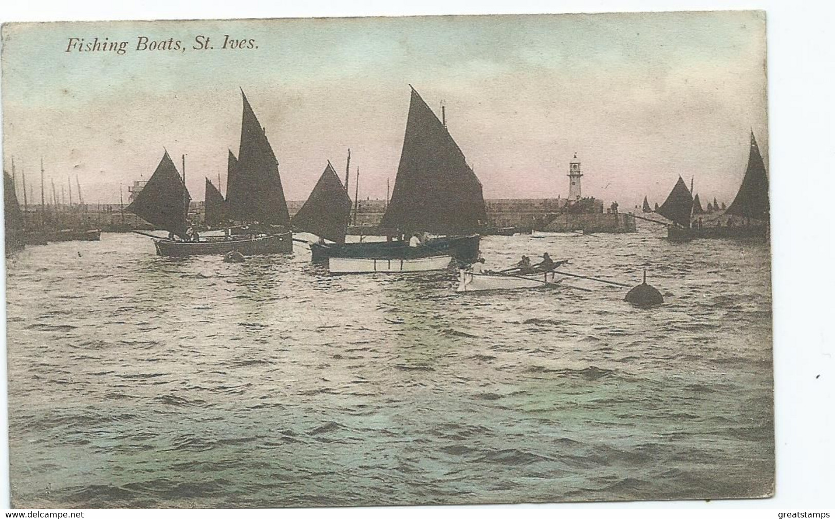 Postcard Cornwall St.ives Fishing Boats Posted 1915 Harvey Barton - St.Ives