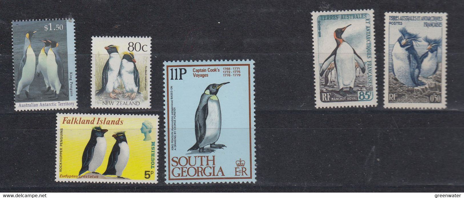 Antarctica Penguins 6v (4v Mnh 2v TAAF Mh =mint, Hinged) - Antarctic Wildlife