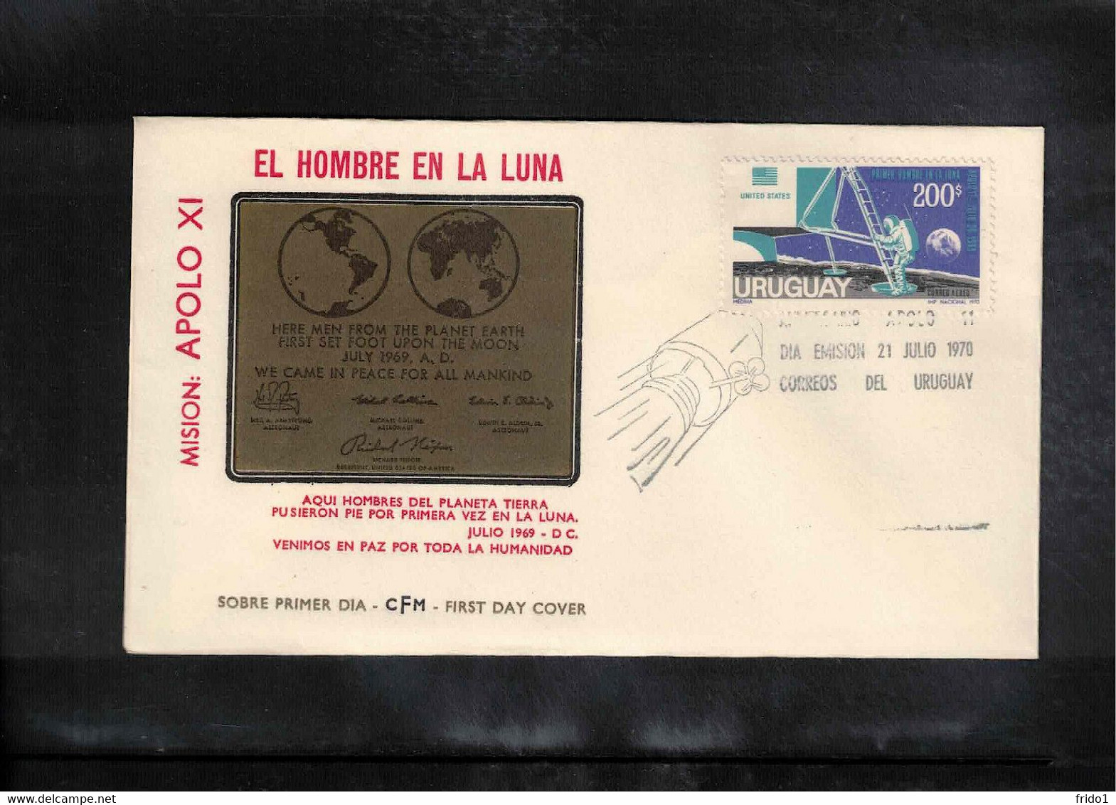 Uruguay 1970 Space / Raumfahrt Apollo XI - First Man On The Moon FDC - South America