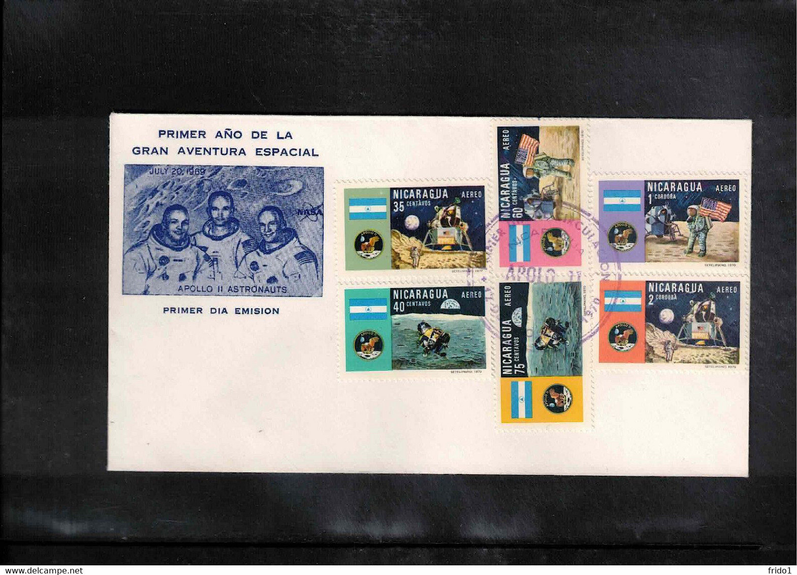 Nicaragua 1970 Space / Raumfahrt Apollo XI - First Man On The Moon FDC - North  America