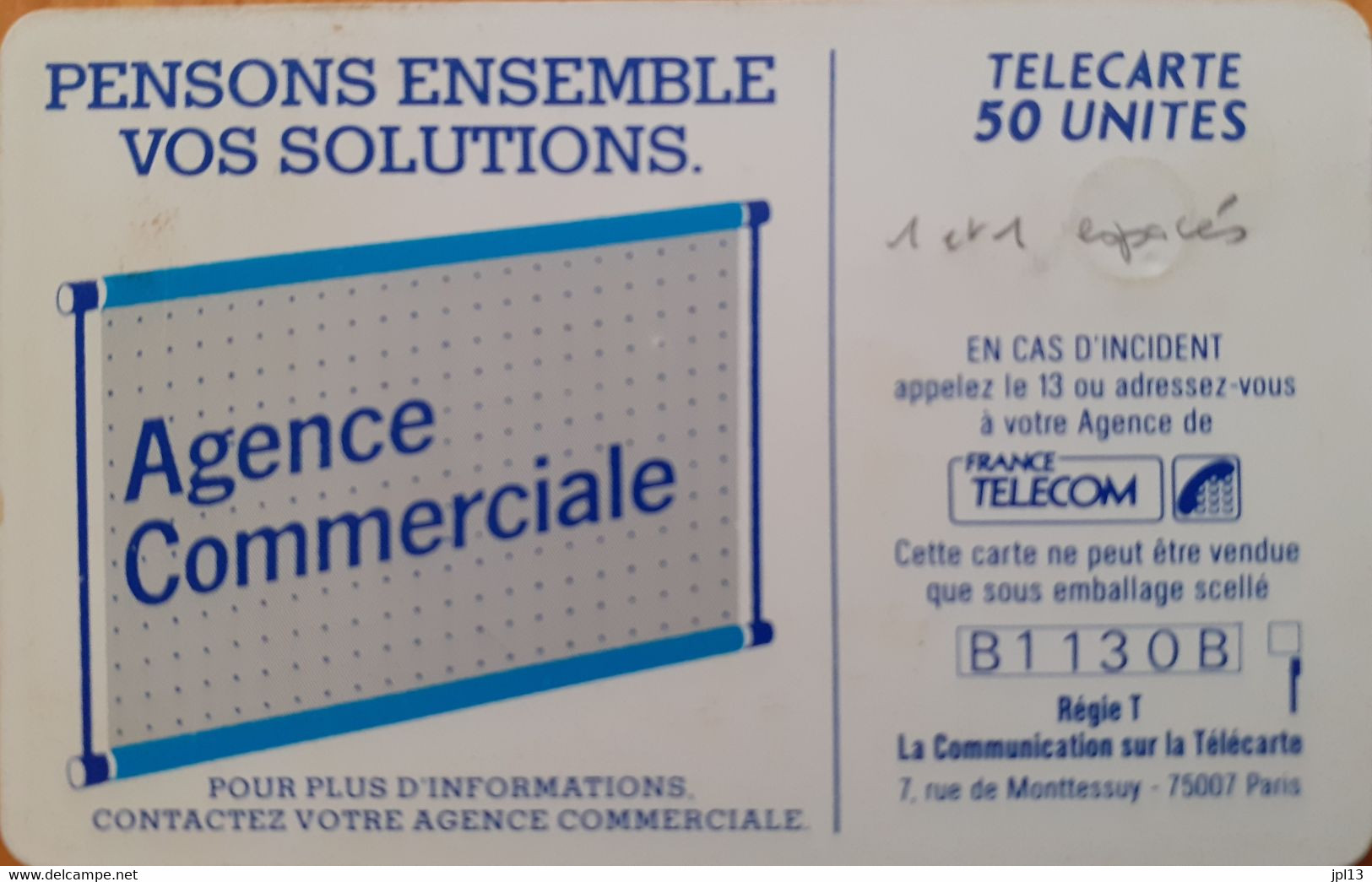 Carte à Puce - France - France Telecom - Les 600 Agences 50 - Gem, Chiffres 1 Et 1 Espacés - 600 Agences