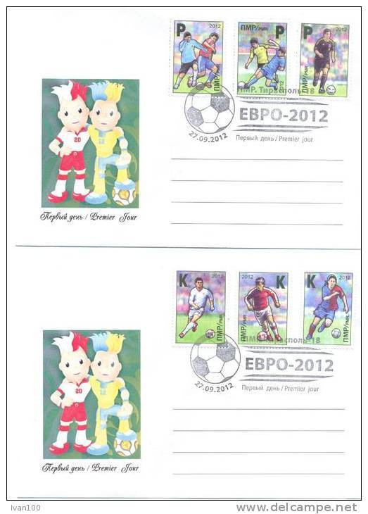 2012. Transnistria, European Soccer Cup EURO 2012, 2 FDC, Mint/** - Championnat D'Europe (UEFA)