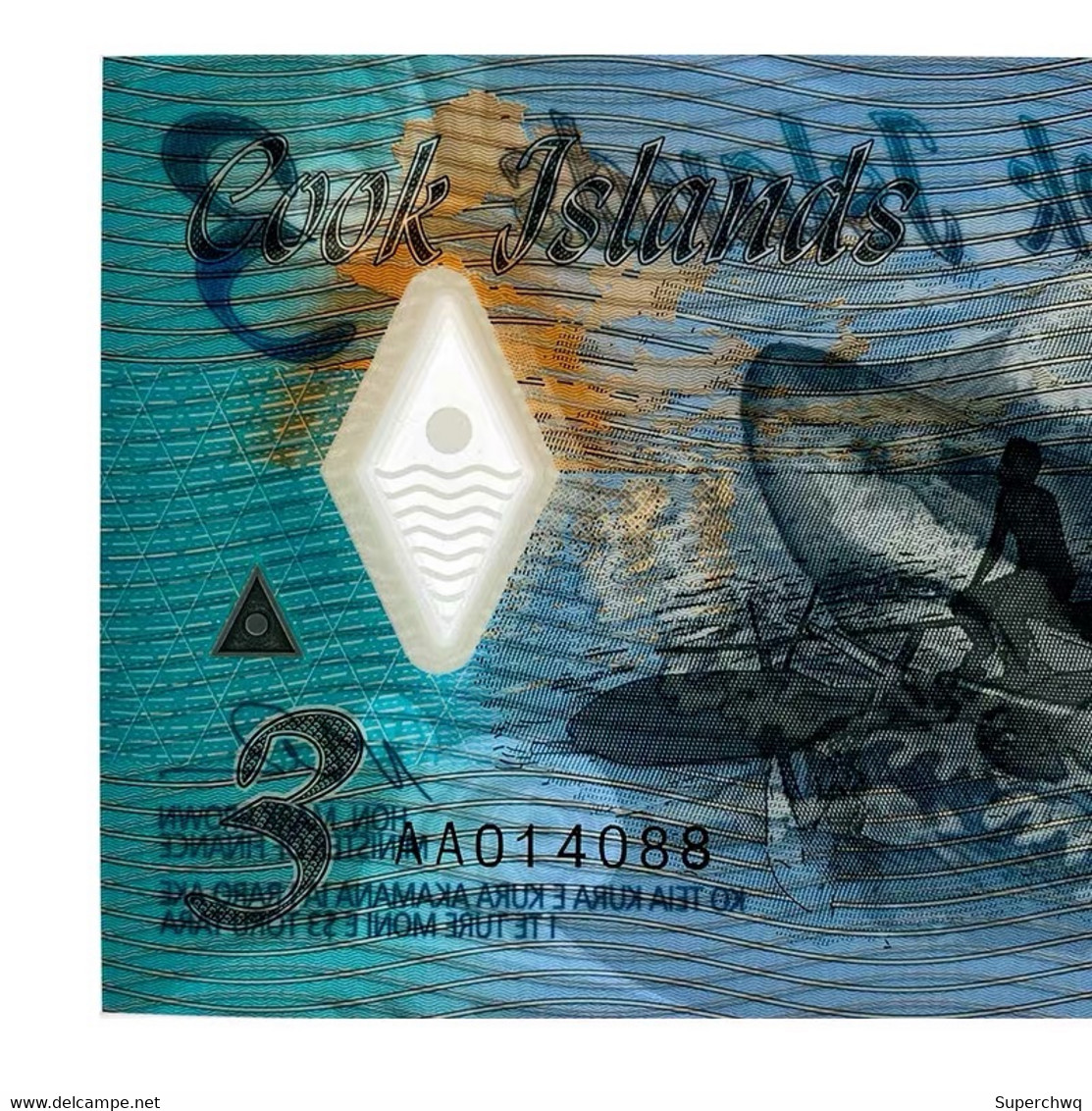 Cook Islands, 3 Yuan Plastic Banknote, 2021 Mermaid Banknote, UNC - Cook