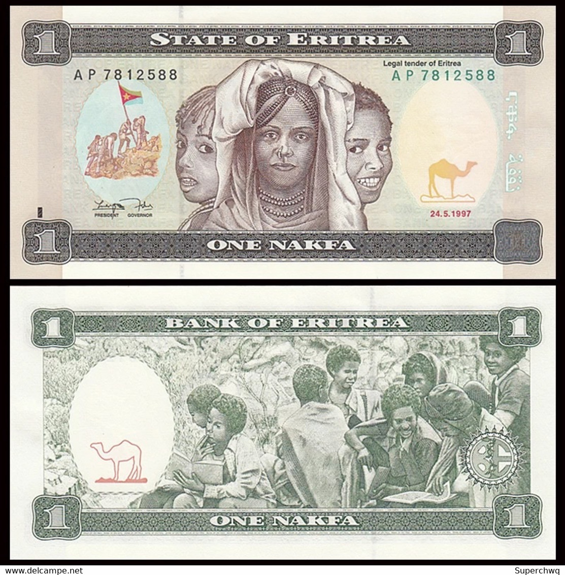 Eritrea, 1 Nakfa Banknote, 1997，UNC - Erythrée