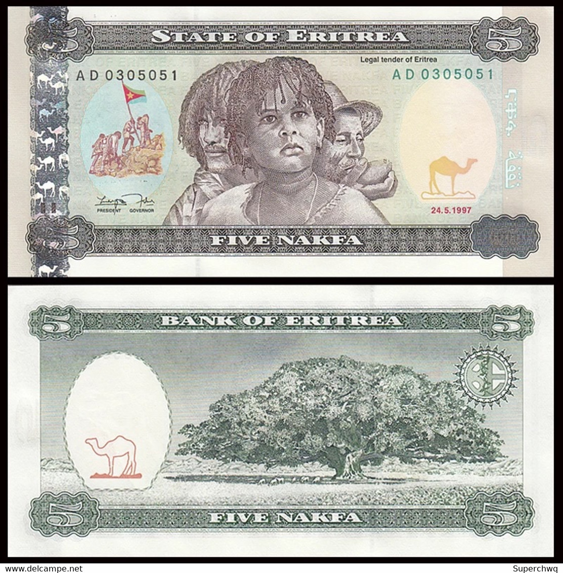 Eritrea, 5 Nakfa Banknote, 1997，UNC - Eritrea