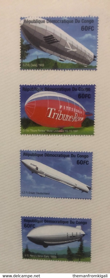 Congo DR 2001 - The 100th Anniversary Of The First Passage Of A Zeppelin Airship - Other & Unclassified