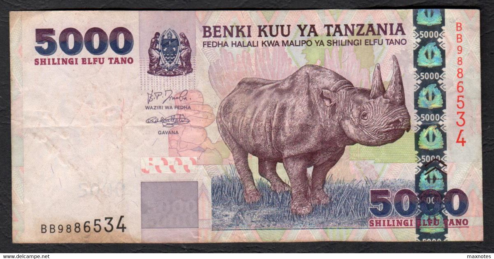 TANZANIA :  5000 Shilingi - P38 -  VF - Tanzania