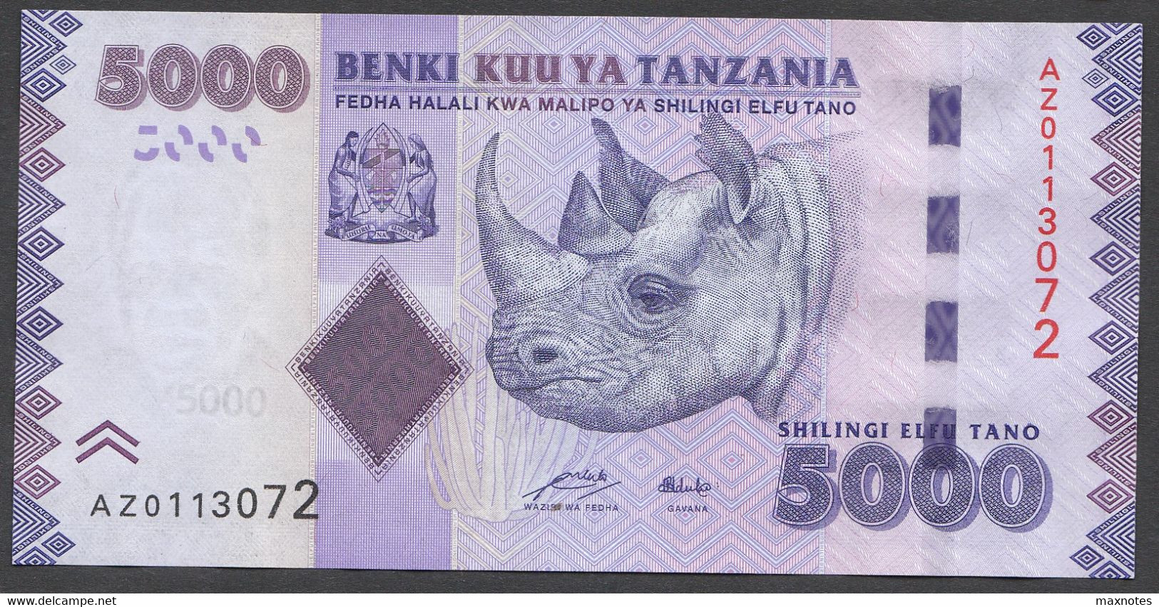 TANZANIA : 5000 Shilingi - P43a - 2010 - UNC - Tanzanie