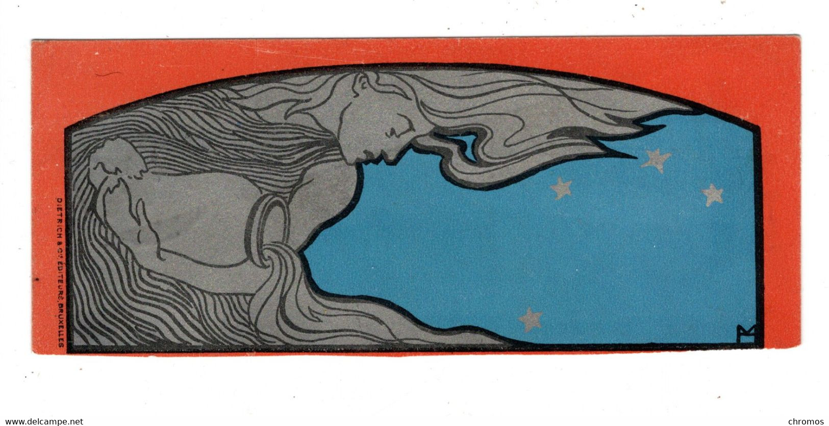 Fragment D'une Carte Postale, Art Nouveau, Signature MH (?), Ed. Dietrich, Bruxelles - Otros & Sin Clasificación