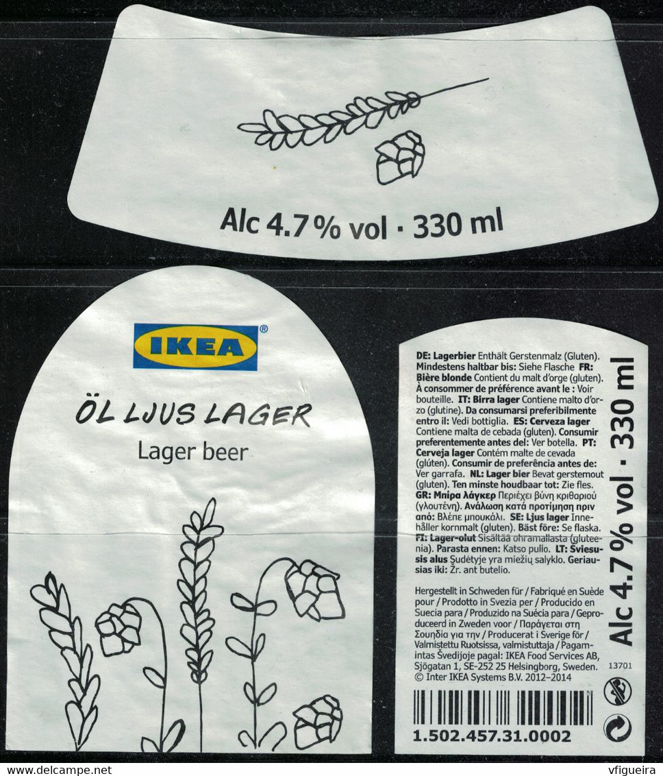 Lot 3 Étiquettes Bière Beer Labels Ikea Öl Ljus Lager Beer - Birra