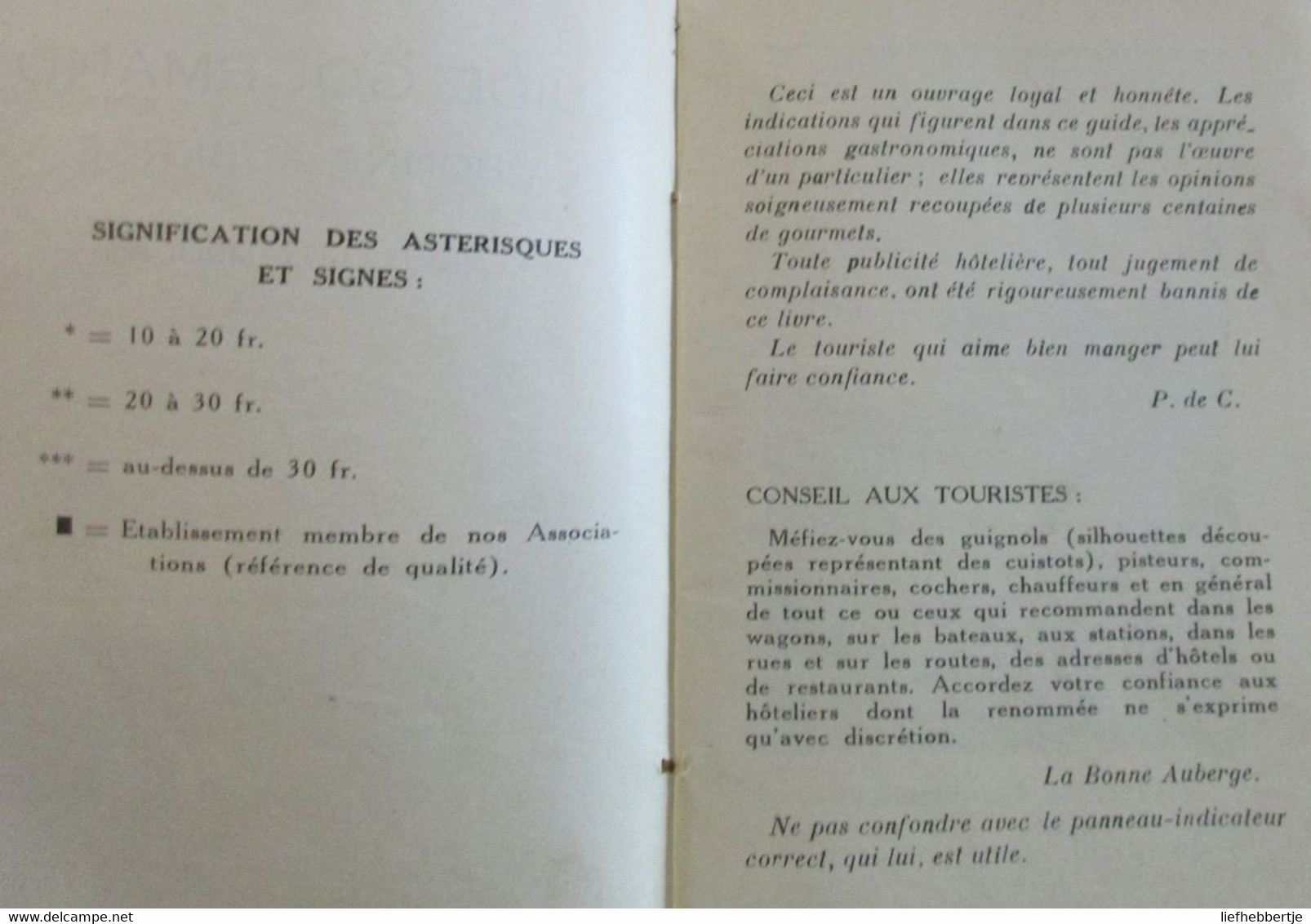 Guide Gourmand - La Bonne Auberge De Belgique Luxembourg Et France - 1936 - Restaurants - Adressenboek Gastronomie - Diccionarios