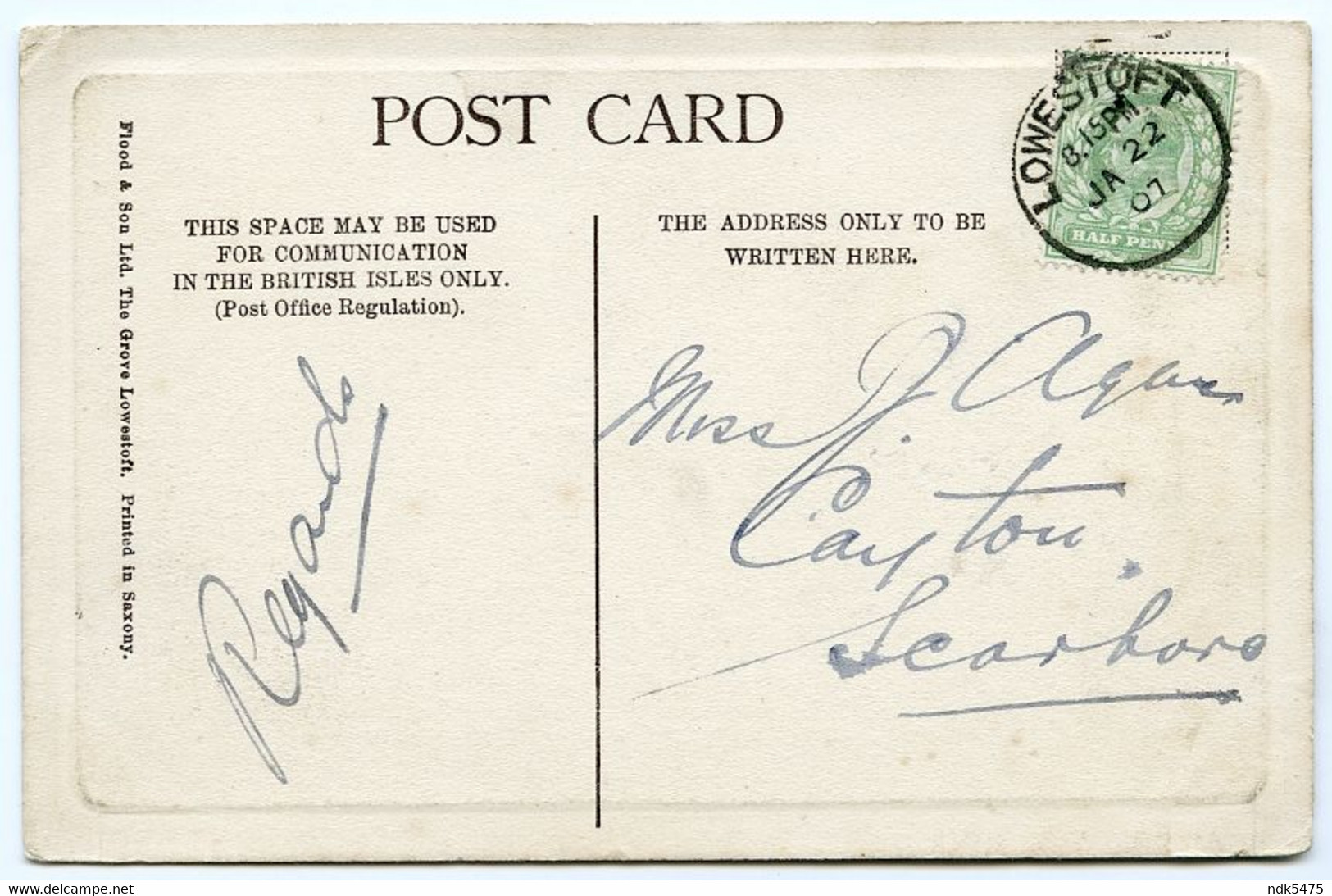 LOWESTOFT : THE SOUTH PIER AND PAVILION / POSTMARK - LOWESTOFT CDS / ADDRESS - SCARBOROUGH, CAYTON (AGAR) - Lowestoft