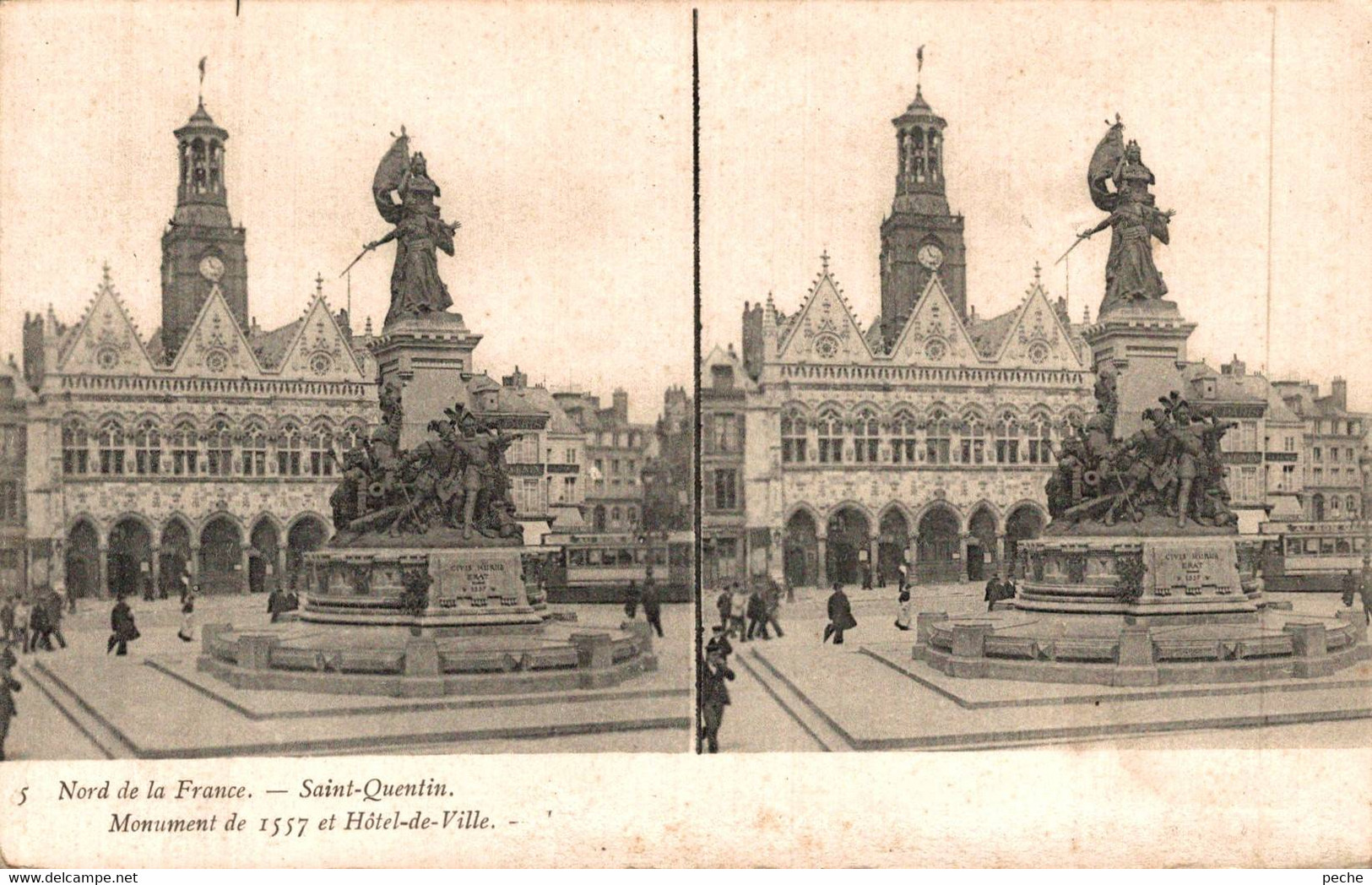 N°93681 -carte Stéréoscopique -Saint Quentin- - Cartes Stéréoscopiques