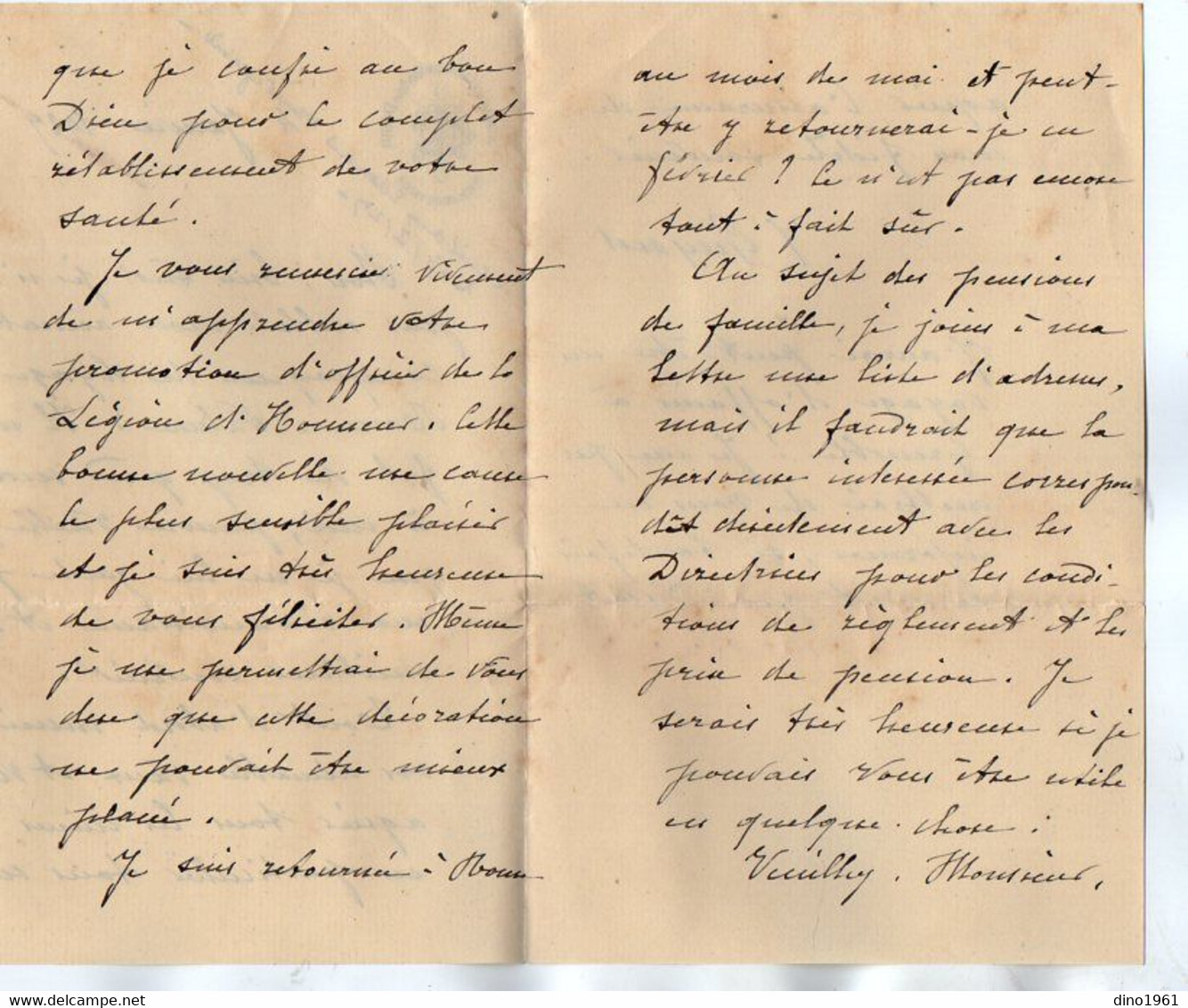 VP19.709 - PARIS 1927 - Lettre - Institut Normal Catholique Adeline DESIR - Mr GUYARD à Mr DELEON .....Légion D'Honneur - Religione & Esoterismo