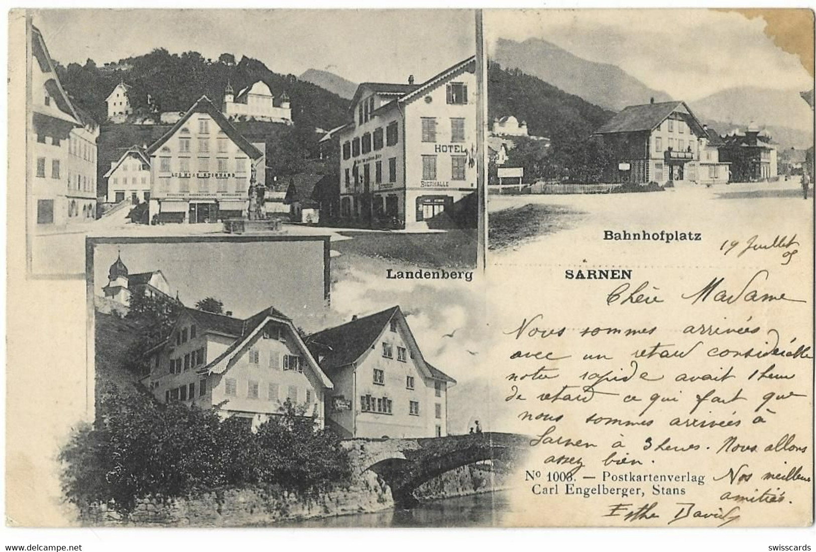 SARNEN: 3-Bild-AK Mit Bahnhofplatz 1905 - Sarnen